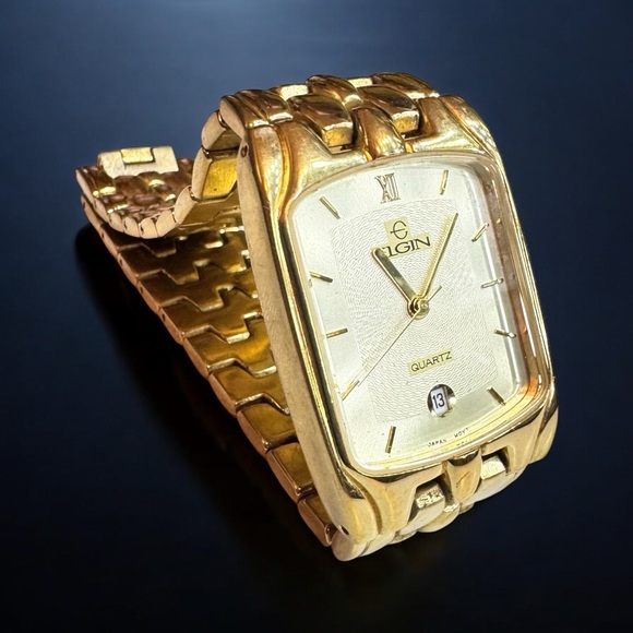 Vintage Elgin Gold-Tone Tank Style Watch, FMC002-040 - Picture 1 of 14